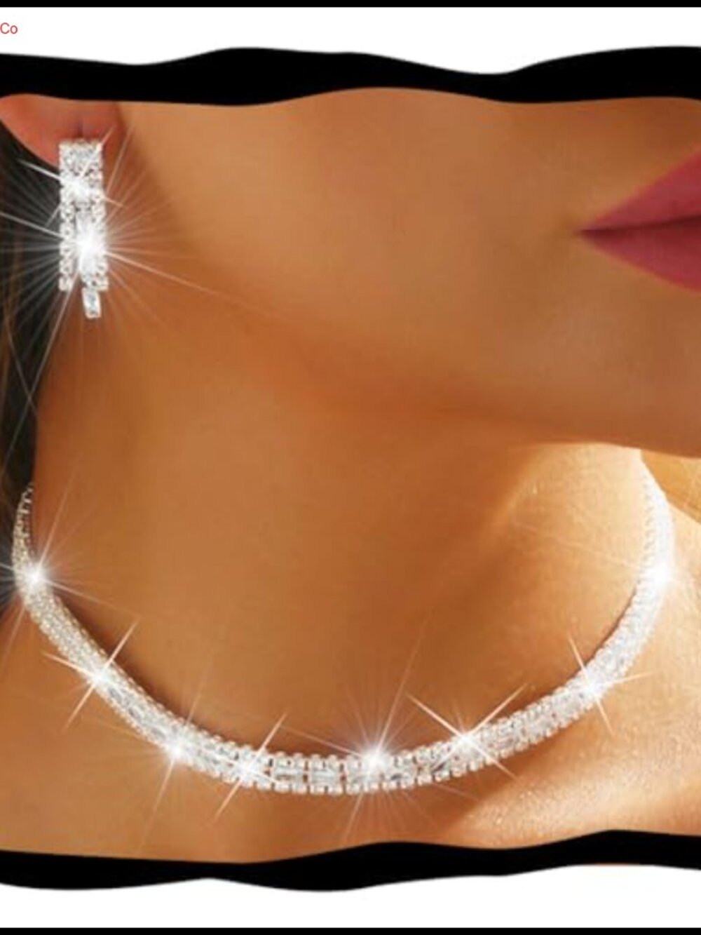 Rhinestone Choker Necklace and Earrings Set Bridal Wedding Prom Jewelry
